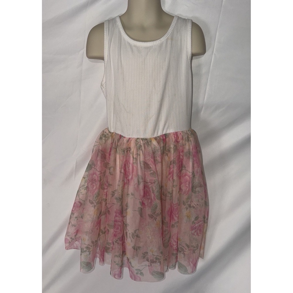 2 Hip Girls 8  Pink Floral  Tulle Dress Sleeveless, Knee Length Party Summer